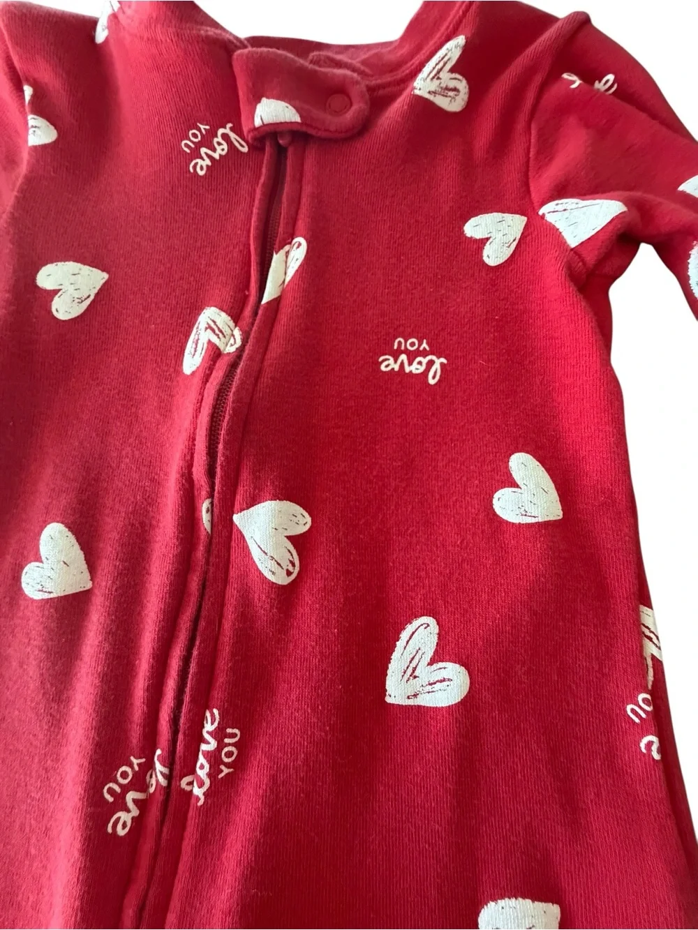 Carter’s Red Heart Footed Sleeper Pajamas 18M Zip Valentine’s Day